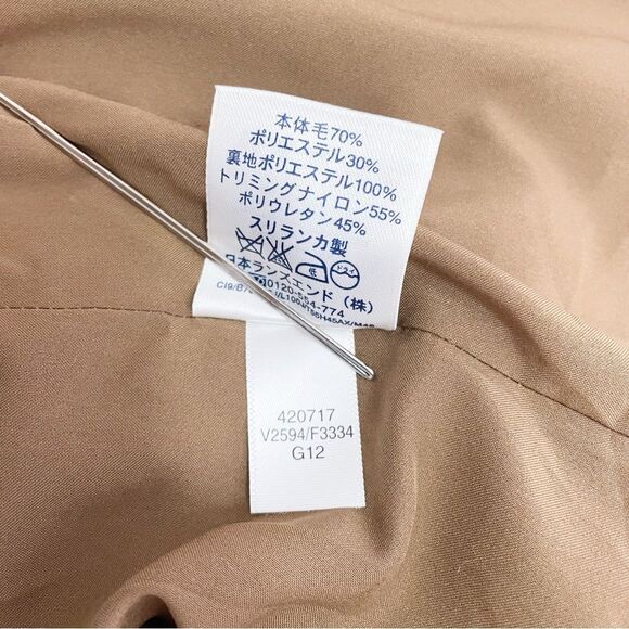 Lands End Glen Plaid Single Button Blazer Tan & Brown Leather Buttons Size 16 - Picture 14 of 15